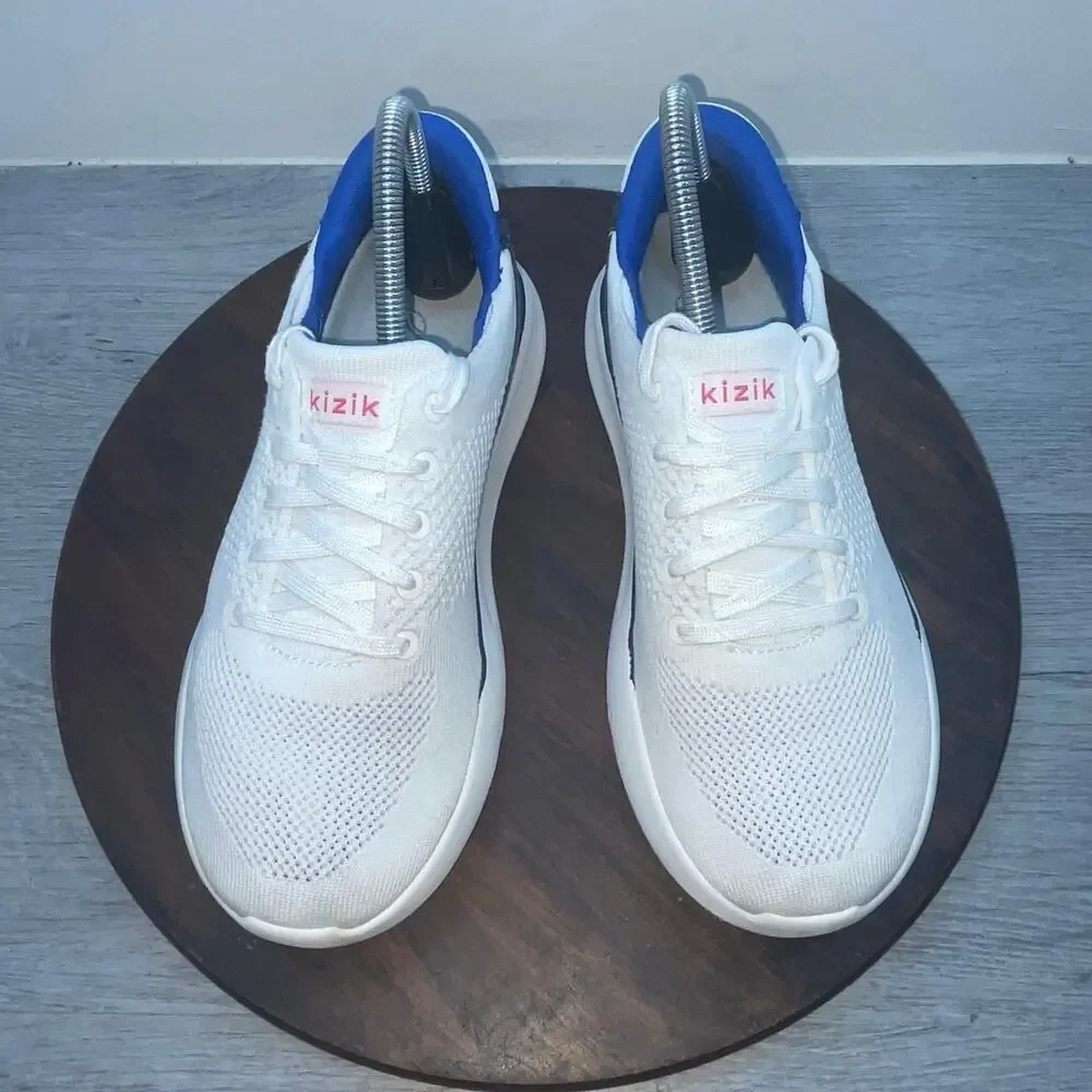 Kizik Lima Sneakers Unisex Women’s 7.5 Men’s 6 White Blue Knit Slip On Shoes